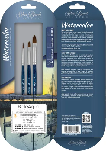 Vista 22 de Silver Brush Limited BA-2753S BelleAqua - Juego de pinceles redondos básicos para acuarela, 3 piezas, mango corto profesional, juego de pinceles