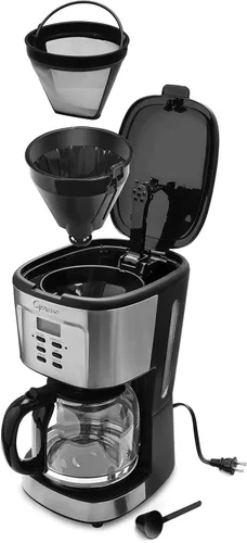 Vista 4 de Capresso Cafetera de 12 tazas con jarra de vidrio, acero inoxidable y negro 416.05