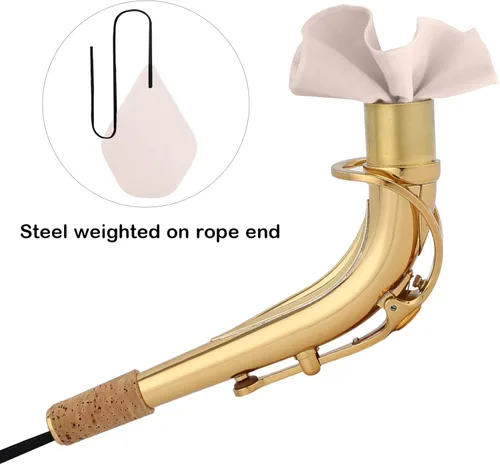 Vista 6 de Kits de limpieza de saxofón con estuche para instrumentos de trompeta, flauta de saxo y clarinete, 8 cojines de boquilla de saxofón, cepillo de Beige