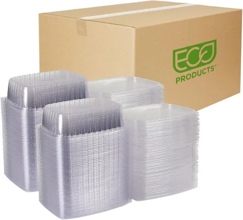 Vista 17 de ECO PRODUCTS Contenedores de delicatessen compostables de 12oz transparentes rectangulares con tapas, caja de 300, para preparación de comidas