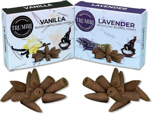 Vista 17 de TRUMIRI Conos de incienso de reflujo – Paquete combinado de 20 conos de incienso en cascada – 10 limoncillo + 10 eucaliptos – Conos de incienso