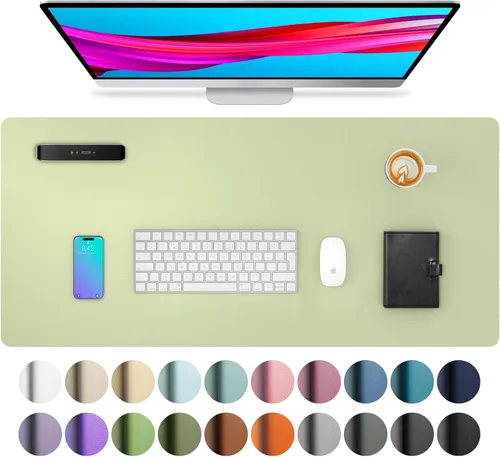 Vista 176 de Aothia - Protector de escritorio de cuero sintético, base para mouse y cubierta antideslizante, superficie impermeable para laptop y escritura