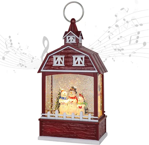 Vista 10 de DRomance Linterna de globo de nieve con música de Navidad con temporizador de 6 horas, funciona con pilas, funciona con pilas, globo de nieve