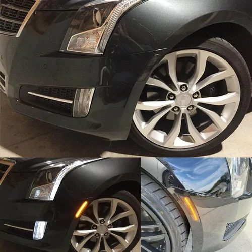 Vista 2 de Luces de Marcador Lateral LED Ámbar ATS/XT5 para Cadillac XT5 2017-2024, Cadillac ATS 2013-2014, Faros Delanteros de Lente Ahumada Chevy Blazer