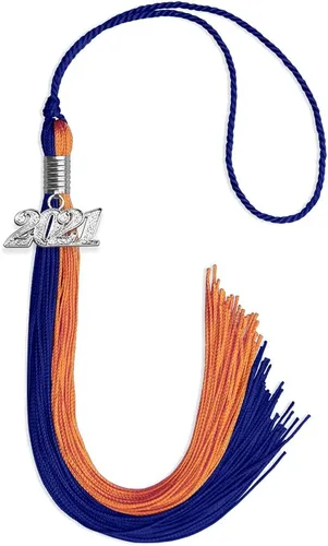 Vista 839 de Endea Graduation Borla de doble color con gota de fecha plateada (negro/oro antiguo, 2025)