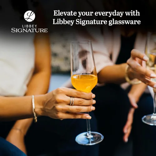 Vista 2 de Libbey Signature - Juego de 4 copas de champán elegantes y aptas para lavavajillas, juego de regalo de champán para bodas y eventos