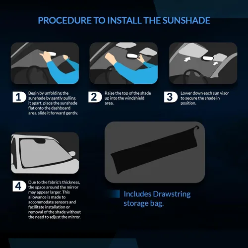 Vista 6 de Parasol de automóvil de ajuste personalizado Visera solar Parasol para ventana de automóvil Visera frontal plegable Compatible con Nissan