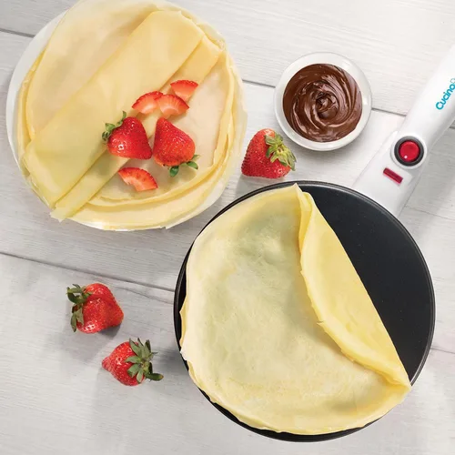Vista 2 de CucinaPro - Crepera sin cable - Esencial para el desayuno festivo con guía de recetas GRATIS, placa para sumergir antiadherente, base eléctrica