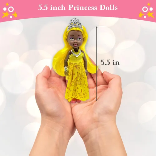 Vista 5 de Set de Muñecas Pequeñas con Mini Muñecas de Princesa para Niñas – Muñecas de Juguete de Princesa para Casa de Muñecas – Figuras Mini de Princesa