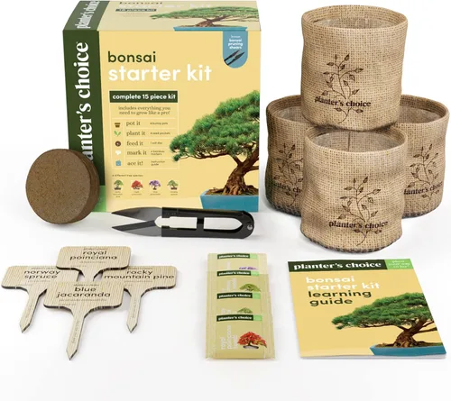 Vista 8 de Planters' Choice Equipo de bonsai para principiantes.Equipo completo para cultivar 4 bonsai desde la semilla, con guía completa y varilla de bambú