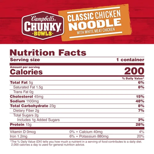 Vista 2 de Campbell's Sopa gruesa, sopa clásica de fideos con pollo, cuenco para microondas de 15.25 onzas (caja de 8)