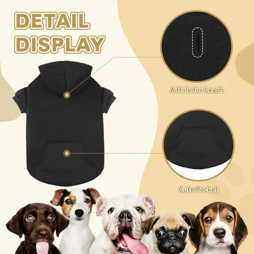 Vista 3 de Suéteres para perros pequeños, sudadera con capucha para perro, suéter de forro polar para mascotas, ropa suave con bolsillo, sudadera con capucha
