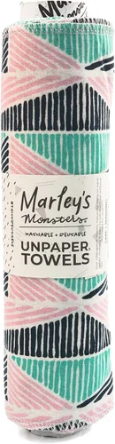 Vista 31 de Marley's Monsters Toallas sin papel - Rollo de 12 unidades, Toallas de papel reutilizables sin papel, de algodón, libres de árboles (Crepúsculo)