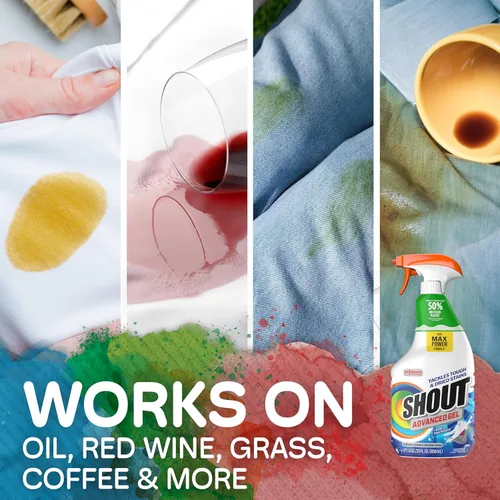 Vista 5 de Shout Gel removedor de manchas avanzado para ropa sucia, descompone las manchas difíciles, secas y difíciles, espray de 22 onzas