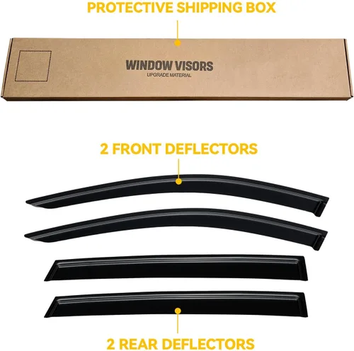 Vista 33 de Visera de ventana para Jeep Cherokee 1984-2001 (Excluye Modelo Limited), Protectores Guards Shields de lluvia de canal exterior, Deflector