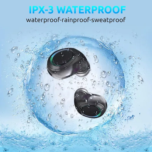 Vista 3 de Auriculares inalámbricos V5.1 PRO compatibles con Xiaomi M2003J6B1I IPX3 Bluetooth Touch impermeablesudorreducción de ruido con micrófono (negro)