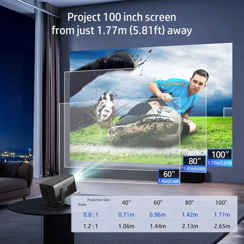 Vista 5 de HP MC475 Aplicación oficial con licencia oficial Native 1080P Full HD Mini proyector con WiFi y Bluetooth, proyector portátil 4K, enfoque