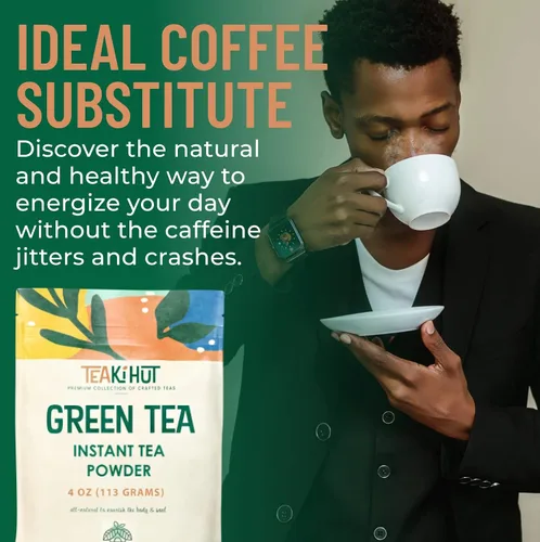 Vista 6 de TEAki Hut Polvo de té verde instantáneo, mezcla refrescante de bebida sin azúcar, polvo instantáneo de té verde premium para bebidas, batidos