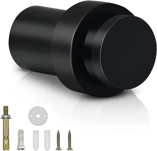 Vista 21 de KOLAKO Topes de puerta, topes de puerta de piso, (2 pulgadas) negro mate moderno resistente sólido pequeño cilíndrico parachoques de goma, acero