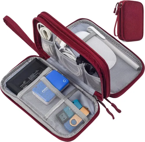 Vista 17 de Organizador electrónico para cable de viaje, bolsa organizadora electrónica, funda organizadora de accesorios electrónicos impermeable para banco