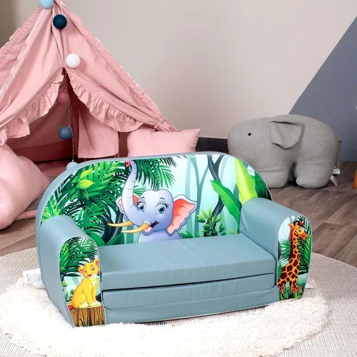 Vista 33 de Delsit Sofá infantil para niños pequeños – Sofá convertible de espuma 2 en 1 a tumbona, cómoda silla abatible para niños, fabricada en Europa