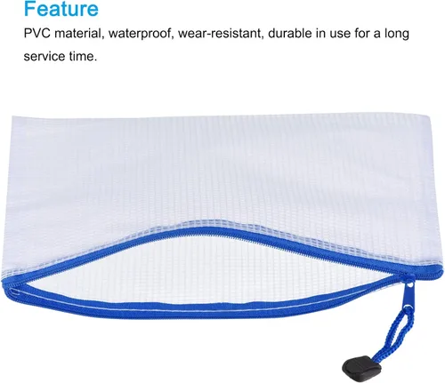 Vista 3 de MECCANIXITY Bolsas de malla con cremallera, tamaño B6, bolsillos para documentos, carpetas para suministros de oficina y hogar, color blanco