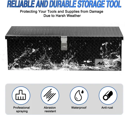 Vista 5 de Nilight - Caja de herramientas para camión de 30 pulgadas, cajas de herramientas resistentes de aluminio con placa de diamante para cama de camión