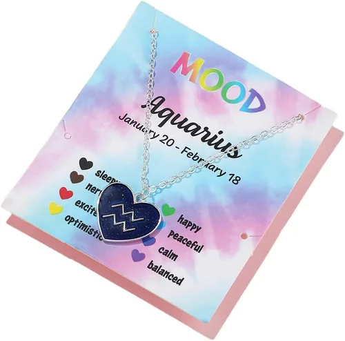 Collar con dije de signo de constelación que cambia de color, con sensor de temperatura del corazón, corazón, melocotón, astrología, horóscopo,