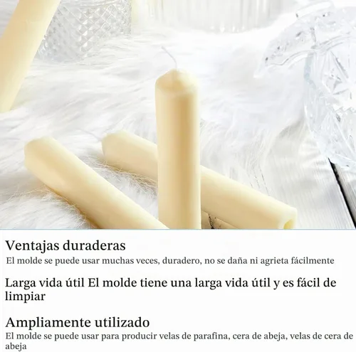 Vista 4 de Molde de vela cónica de 2 piezas para hacer velas de emergencia y velas de mesa con mechas de alambre, kit de herramientas