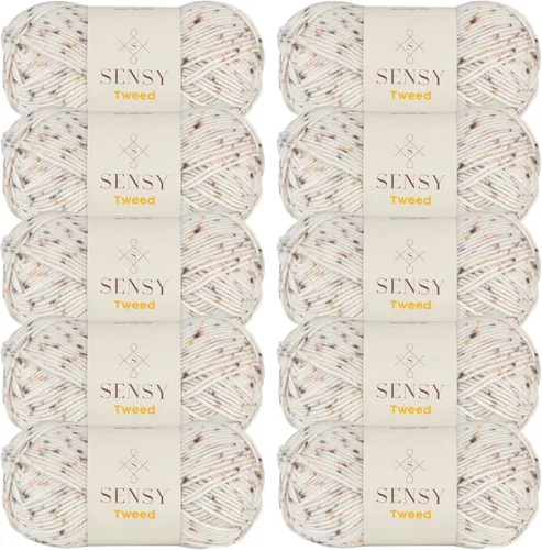 Vista 21 de Sensy Tweed - Ovillo de lana de tweed, 3.5 onzas, 214 yardas, calibre 4 mediano (azul)