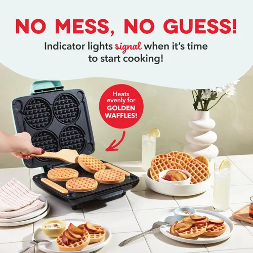 Vista 6 de Dash Multi Mini Waffle Maker, hace 4 gofres a la vez, aguamarina