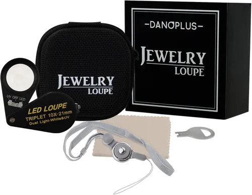 Vista 3 de 10 lupas para joyería, lupa LED UV de 0.827 in, lente de triplete, cristal óptico, herramienta de aumento de gemas de bolsillo, joyero, sello