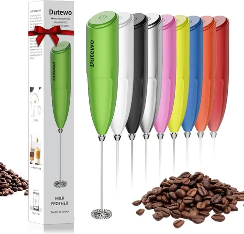 Vista 7 de Batidora de mano para espuma de leche para café - Espumador Dutewo manual para café con leche, batidor eléctrico para bebidas, mini espumador