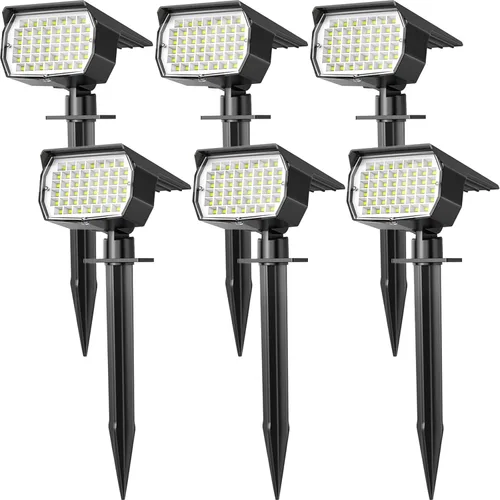 Vista 13 de WENATY Focos solares para exteriores, impermeables, IP65, paquete de 2 focos de paisaje con 46 LED, 3 modos de encendido y apagado automático, luces