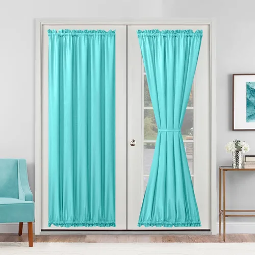 Vista 92 de Hiasan Cortinas francesas para puerta de privacidad, cortina frontal semitransparente con bolsillo para barra para ventana de puerta, 1 panel