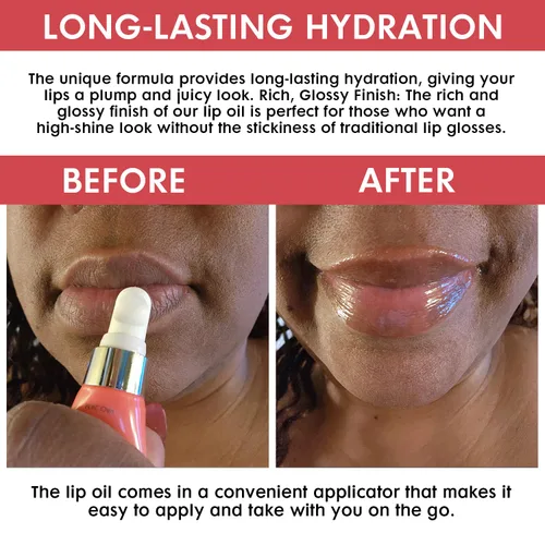 Vista 4 de Aceite labial hecho con semillas negras, semillas de uva y aceites de vitamina E Juicy By Mon Cheri (limonada de frambuesa) brillo curativo, todo