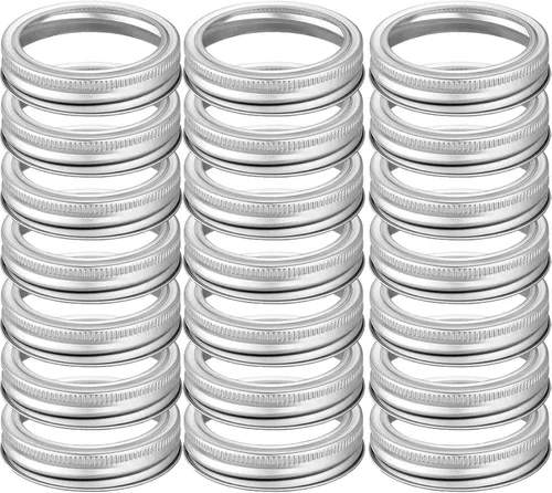 42 anillos para conservas de boca regular, bandas de conservas para tarros de boca pequeña, bandas de metal inoxidables para tarro Mason (plata,