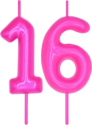 Vista 358 de DERVENTA Vela con números de 2.36 pulgadas, decoración perfecta para cumpleaños, brunch, postre, pastel, 1 pieza (número 0 rosa)
