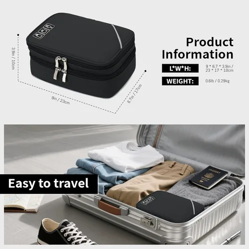 Vista 2 de Lanola Organizador Electrónico, Bolsa Organizadora de Cables de Viaje Funda para Accesorios Electrónicos Estuche de Transporte Bolsa