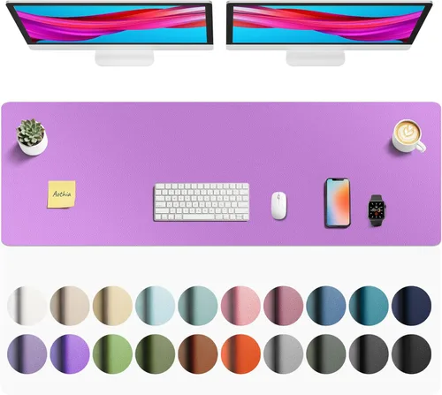 Vista 72 de Aothia - Protector de escritorio de cuero sintético, base para mouse y cubierta antideslizante, superficie impermeable para laptop y escritura