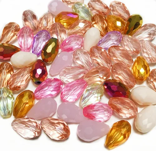 Vista 12 de 200 piezas Cuentas de cristal con forma de lágrima 3x5mm con orificio vertical, facetas, cuentas espaciadoras de cristal para pulseras, collares
