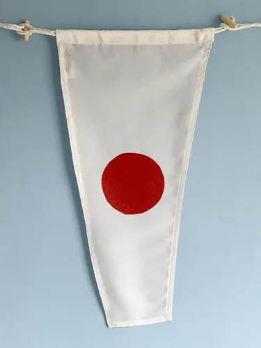 Vista 6 de Bandera de señal náutica de 10" x 15" - Uso interior/exterior - Construcción de doble puntada con palanca de madera y asa de cordaje - Deletrea