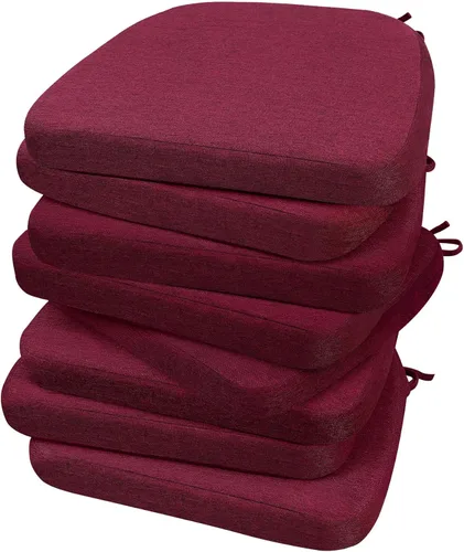 Vista 64 de AAAAAcessories - Cojines para silla en forma de D, 2" de espesor, almohadillas para sillas de comedor con lazos y removibles, cubierta lavable a