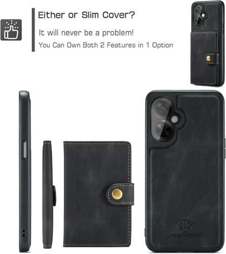 Vista 4 de Funda para OnePlus Nord N30 5G / Nord CE 3 Lite 5G, cartera magnética desmontable con ranura para efectivo, funda compatible con carga inalámbrica
