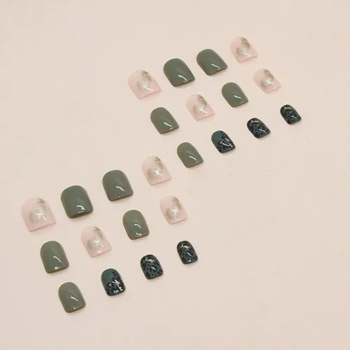 Vista 46 de Uñas postizas a presión de mariposa - Uñas falsas cortas cuadradas con diseños en relieve 3D, punta francesa blanca, acabado mate, acrílico rosa