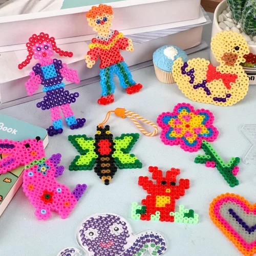 Vista 4 de 20 piezas de 5 mm de tableros de cuentas de fusibles, tableros de clavijas de plástico transparente con forma de animales, bandeja de manualidades