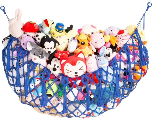 Vista 14 de Gran Red de Hamaca para Animales de Peluche Macramé para Exhibición de Juguetes Soporte de Peluche para Colgar del Techo para Almacenamiento