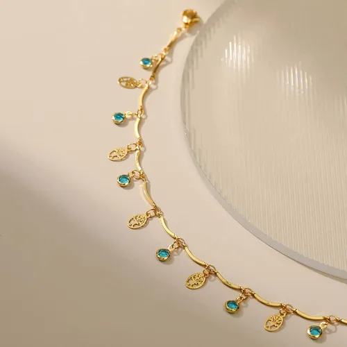 Vista 32 de Tobillera para mujer, chapada en oro de 18 quilates, tobillera con dije de oro, impermeable, para verano, playa, cadena de pie, joyería para regalos
