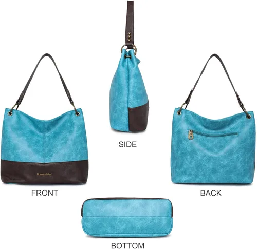 Vista 2 de Montana West Bolsos y bolsos Hobo para mujer de cuero vegano con asa superior con cremallera