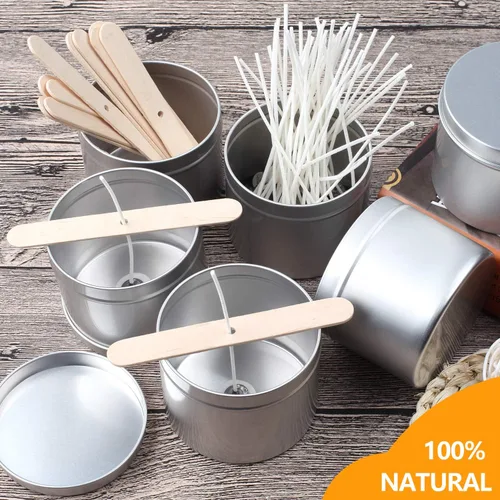 Vista 6 de DINGPAI 100 soportes de mecha de vela de madera, dispositivos de centrado de mecha de vela para fabricación de velas, barras de mecha de vela, clips